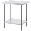 VEVOR Stainless Steel Prep Table, 24 x 30 x 34 Inch, Heavy Duty Metal Worktable with 3 Adjustable Height Levels, Commercial Workstation for Kitchen Garage Restaurant Backyard