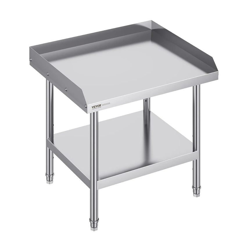 VEVOR Stainless Steel Work Table, 24 x 28 x 26 Inch Commercial Food Prep Worktable, 3-Sided Backsplash Heavy Duty Prep Worktable, Metal Work Table with Adjustable Height for Restaurant Home Hotel
