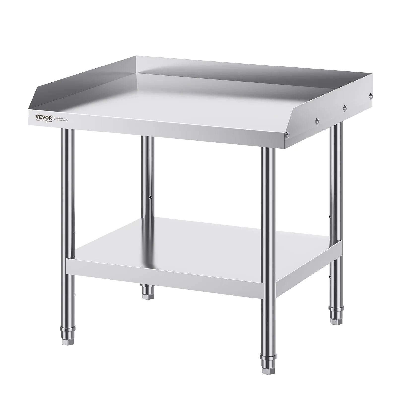 VEVOR Stainless Steel Work Table, 24 x 28 x 26 Inch Commercial Food Prep Worktable, 3-Sided Backsplash Heavy Duty Prep Worktable, Metal Work Table with Adjustable Height for Restaurant Home Hotel