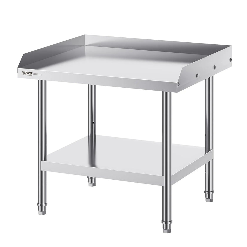VEVOR Stainless Steel Work Table, 24 x 28 x 26 Inch Commercial Food Prep Worktable, 3-Sided Backsplash Heavy Duty Prep Worktable, Metal Work Table with Adjustable Height for Restaurant Home Hotel