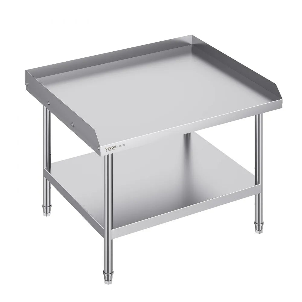 VEVOR Stainless Steel Work Table, 30 x 36 x 26 Inch Commercial Food Prep Worktable, 3-Sided Backsplash Heavy Duty Prep Worktable, Metal Work Table with Adjustable Height for Restaurant Home Hotel
