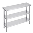VEVOR Stainless Steel Food Prep Table, 14 x 48 x 34 Inch Commercial Kitchen Worktable, with 2 Adjustable Undershelf, Heavy Duty Prep Table Metal Work Table for BBQ, Kitchen, Home, and Garage