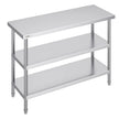 VEVOR Stainless Steel Food Prep Table, 18 x 48 x 34 Inch Commercial Kitchen Worktable, with 2 Adjustable Undershelf, Heavy Duty Prep Table Metal Work Table for BBQ, Kitchen, Home, and Garage