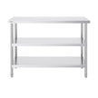 VEVOR Stainless Steel Food Prep Table, 18 x 48 x 34 Inch Commercial Kitchen Worktable, with 2 Adjustable Undershelf, Heavy Duty Prep Table Metal Work Table for BBQ, Kitchen, Home, and Garage