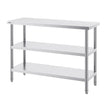 VEVOR Stainless Steel Food Prep Table, 18 x 48 x 34 Inch Commercial Kitchen Worktable, with 2 Adjustable Undershelf, Heavy Duty Prep Table Metal Work Table for BBQ, Kitchen, Home, and Garage