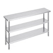 VEVOR Stainless Steel Food Prep Table, 14 x 60 x 34 Inch Commercial Kitchen Worktable, with 2 Adjustable Undershelf, Heavy Duty Prep Table Metal Work Table for BBQ, Kitchen, Home, and Garage