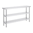 VEVOR Stainless Steel Food Prep Table, 14 x 60 x 34 Inch Commercial Kitchen Worktable, with 2 Adjustable Undershelf, Heavy Duty Prep Table Metal Work Table for BBQ, Kitchen, Home, and Garage
