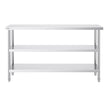 VEVOR Stainless Steel Food Prep Table, 14 x 60 x 34 Inch Commercial Kitchen Worktable, with 2 Adjustable Undershelf, Heavy Duty Prep Table Metal Work Table for BBQ, Kitchen, Home, and Garage