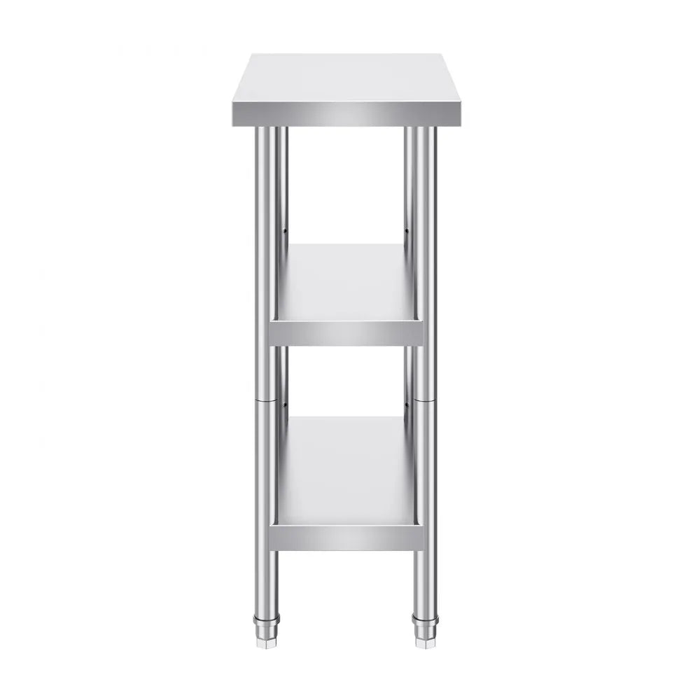 VEVOR Stainless Steel Food Prep Table, 14 x 24 x 34 Inch Commercial Kitchen Worktable, with 2 Adjustable Undershelf, Heavy Duty Prep Table Metal Work Table for BBQ, Kitchen, Home, and Garage