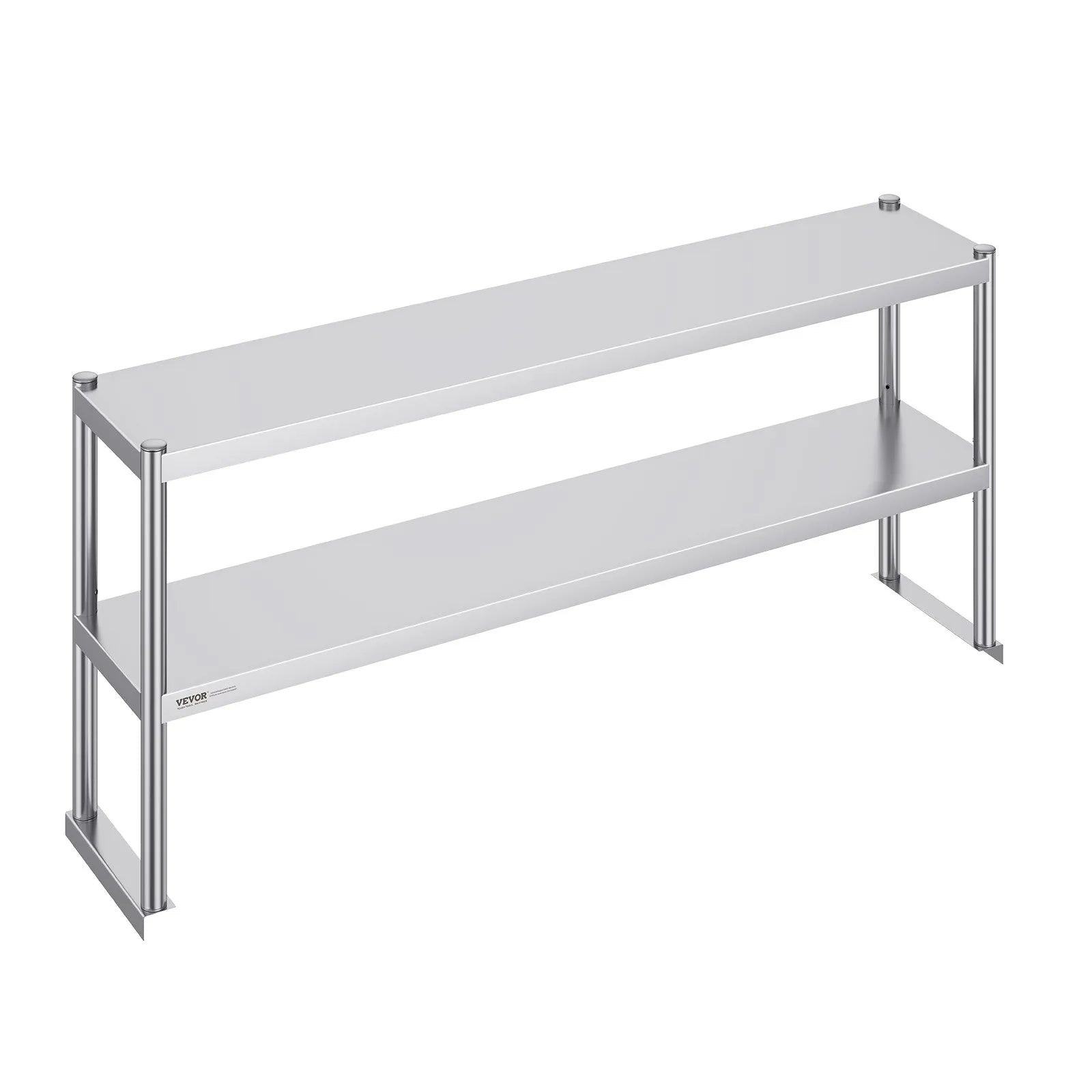 VEVOR Double Overshelf, Double Tier Stainless Steel Overshelf, 12 x 60 Inch Double Deck Overshelf, Height Adjustable Overshelf Prep Work Table for Kitchen, Restaurant and Workshop