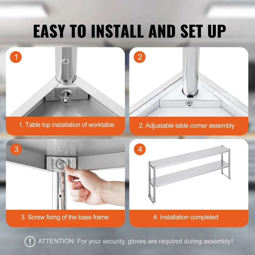 VEVOR Double Overshelf Stainless Steel Overshelf 2-Tier 12