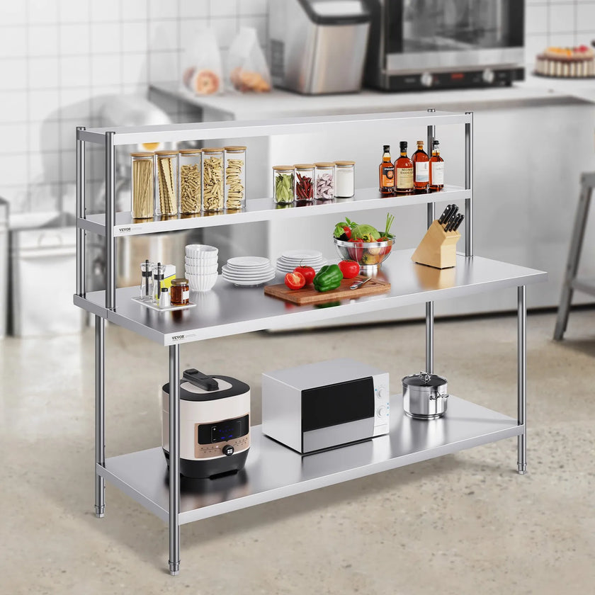 VEVOR Double Overshelf Stainless Steel Overshelf 2-Tier 12