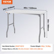 VEVOR Commercial Worktable Workstation 48 x 24 Inch Folding Commercial Prep Table, Heavy-duty Stainless Steel Folding Table with 661 lbs Load, Kitchen Work Table, Silver Stainless Steel Kitchen Island