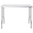 VEVOR Commercial Worktable Workstation 48 x 24 Inch Folding Commercial Prep Table, Heavy-duty Stainless Steel Folding Table with 661 lbs Load, Kitchen Work Table, Silver Stainless Steel Kitchen Island