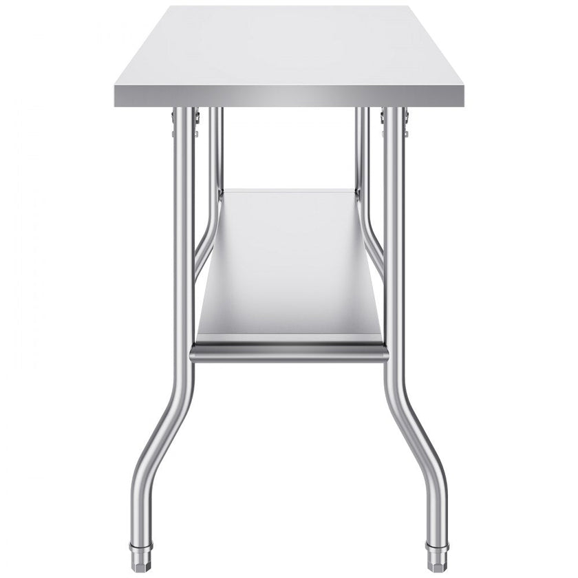 VEVOR 48 x 24 Inch Commercial Worktable Workstation, Folding Commercial Prep Table, Heavy-duty Stainless Steel Folding Table with 772 lbs Load, Kitchen Work Table, Silver Stainless Steel Kitchen Islan