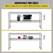 VEVOR Double Overshelf, Double Tier Stainless Steel Overshelf, 48 in. Length x 12 in. Width Double Deck Overshelf, Height Adjustable Overshelf for Prep & Work Table in Kitchen, Restaurant and Workshop
