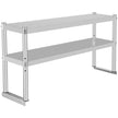 VEVOR Double Overshelf, Double Tier Stainless Steel Overshelf, 48 in. Length x 12 in. Width Double Deck Overshelf, Height Adjustable Overshelf for Prep & Work Table in Kitchen, Restaurant and Workshop