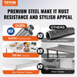 VEVOR 48 x 30 Inch Folding Commercial Prep Table Commercial Worktable Workstation, Heavy-duty Stainless Steel Folding Table with 220 lbs Load, Silver Stainless Steel Kitchen Island?Kitchen Work Table