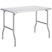 VEVOR 48 x 30 Inch Folding Commercial Prep Table Commercial Worktable Workstation, Heavy-duty Stainless Steel Folding Table with 220 lbs Load, Silver Stainless Steel Kitchen Island?Kitchen Work Table