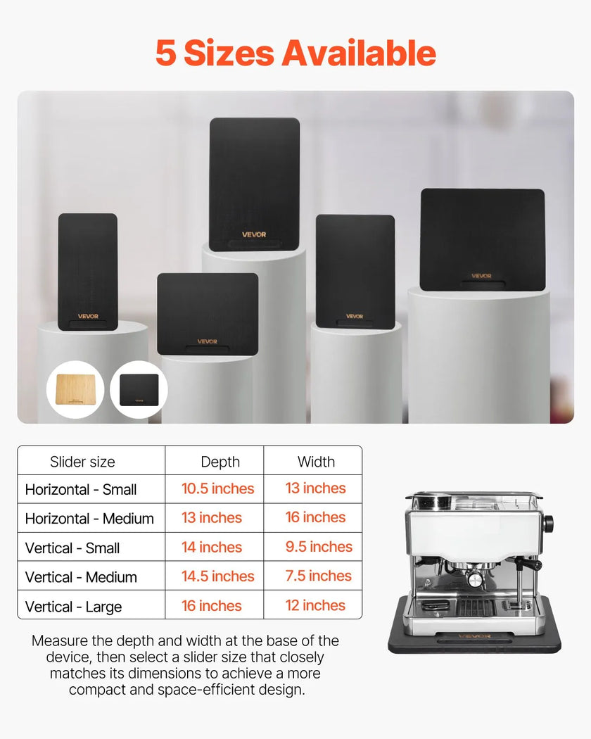 VEVOR Appliance Slider 10.5 x 13 in Sliding Tray for Coffee Maker Black