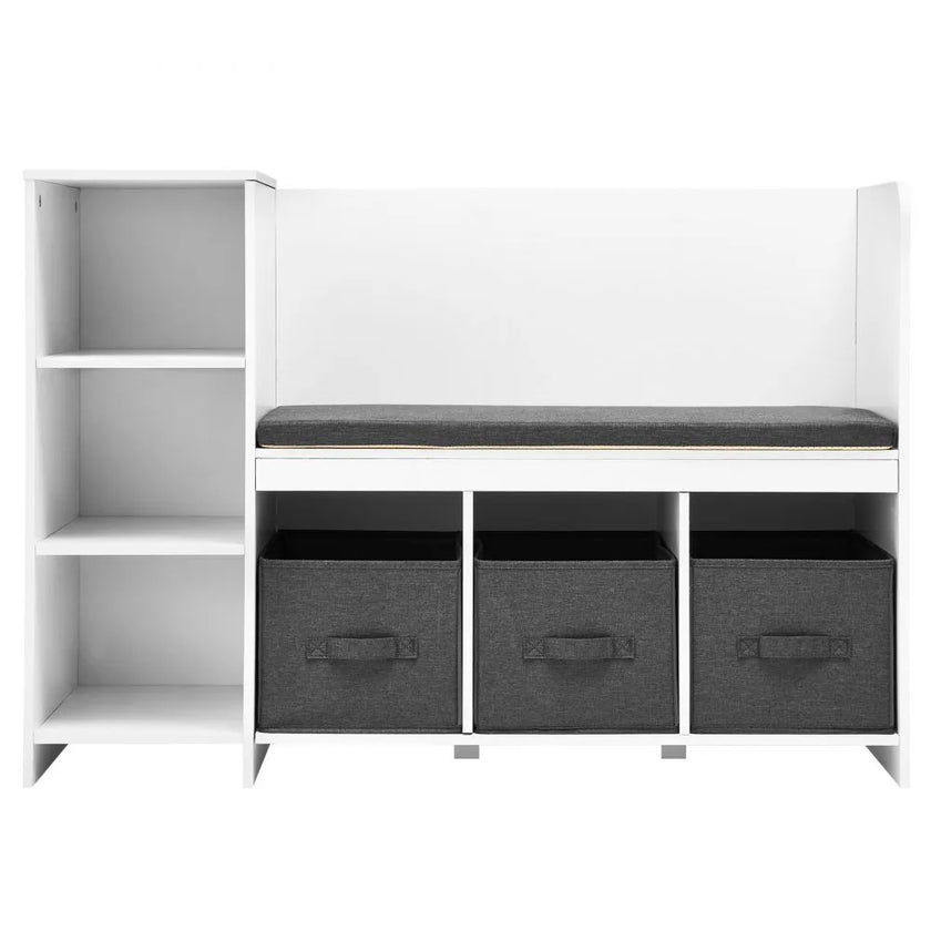 VEVOR Kids Reading Nook Bench 6-Cubby Storage Bookshelf with Seat Cushion White