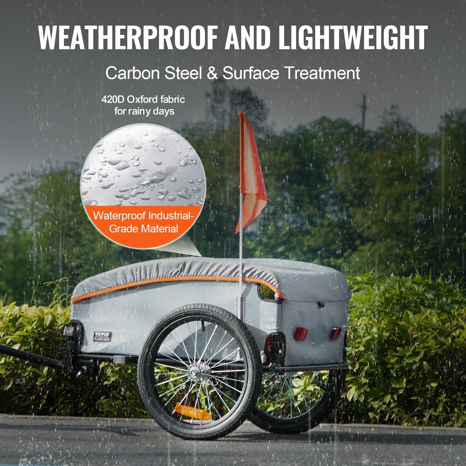 VEVOR Bike Cargo Trailer, 100 lbs Load Capacity, Heavy-Duty Bicycle Wagon Cart, Foldable Compact Storage with Universal Hitch, Waterproof Cover, 16