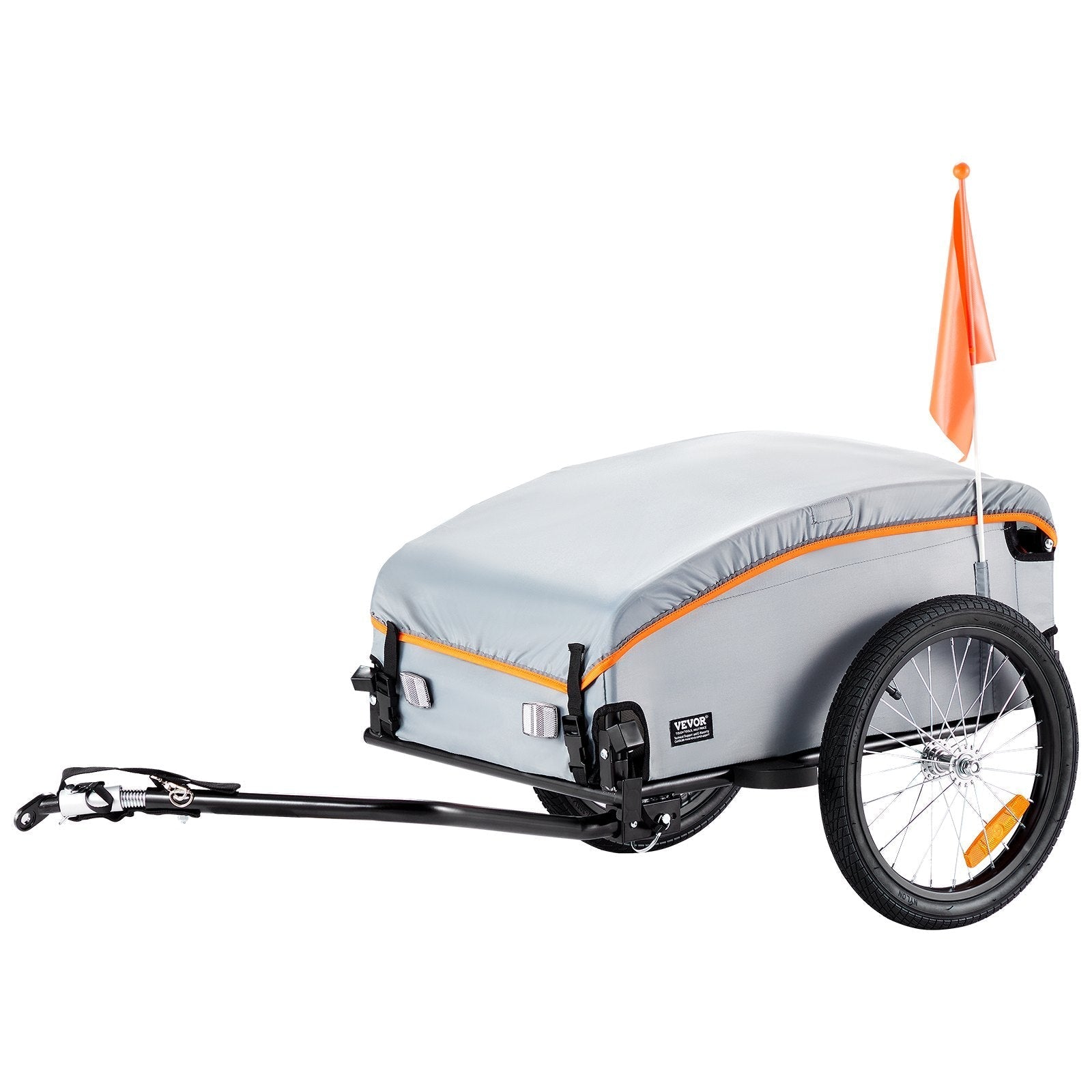 VEVOR Bike Cargo Trailer, 100 lbs Load Capacity, Heavy-Duty Bicycle Wagon Cart, Foldable Compact Storage with Universal Hitch, Waterproof Cover, 16