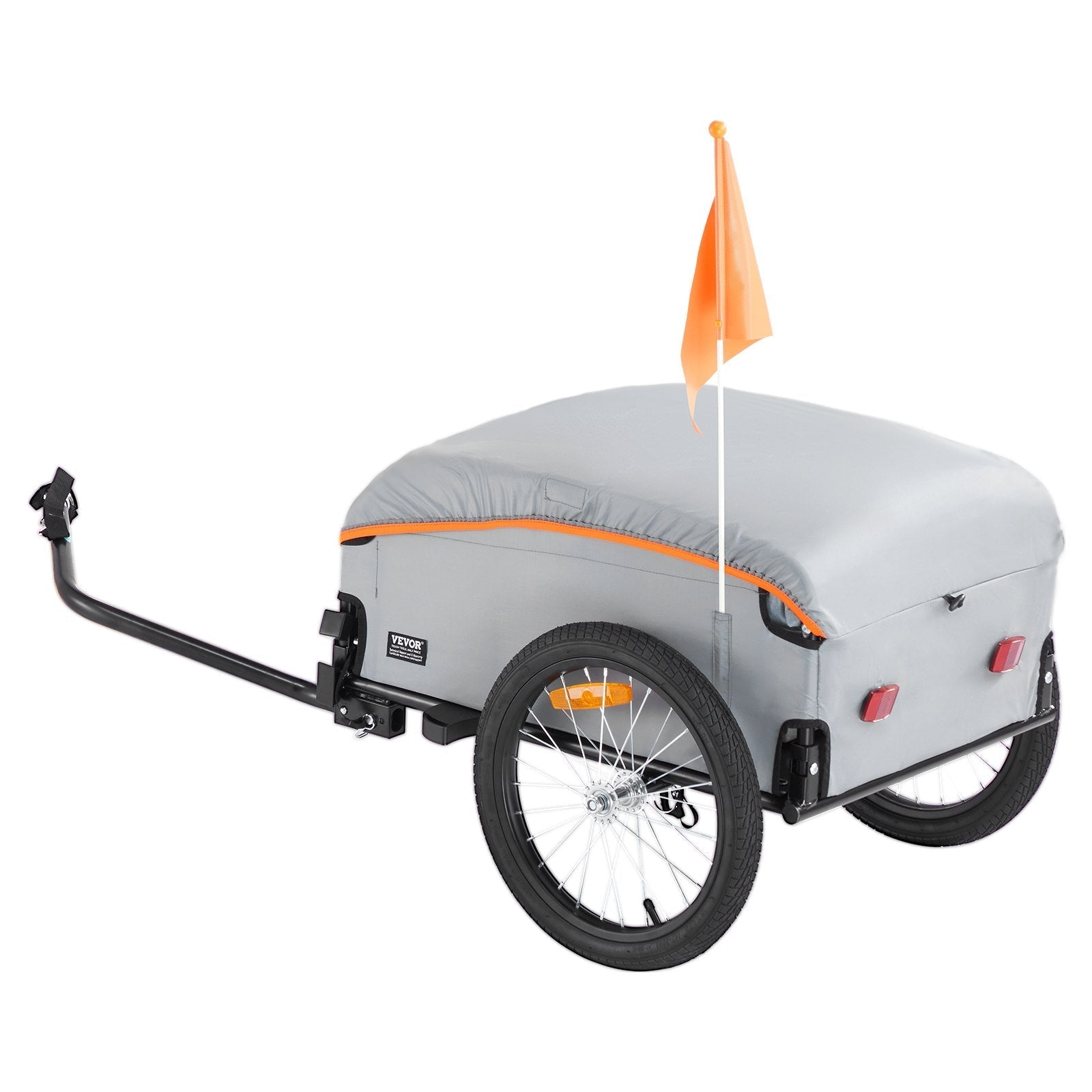 VEVOR Bike Cargo Trailer, 100 lbs Load Capacity, Heavy-Duty Bicycle Wagon Cart, Foldable Compact Storage with Universal Hitch, Waterproof Cover, 16