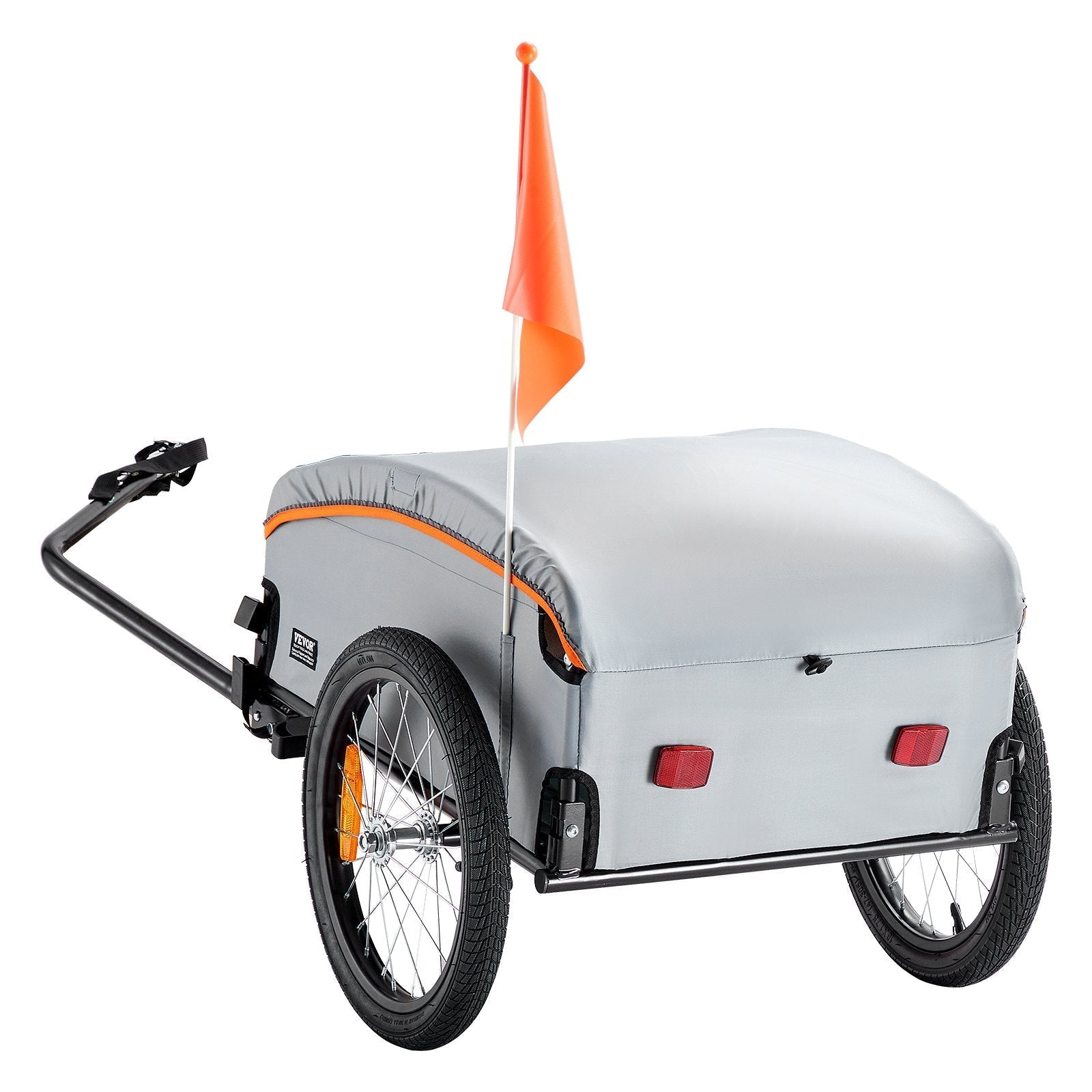 VEVOR Bike Cargo Trailer, 100 lbs Load Capacity, Heavy-Duty Bicycle Wagon Cart, Foldable Compact Storage with Universal Hitch, Waterproof Cover, 16