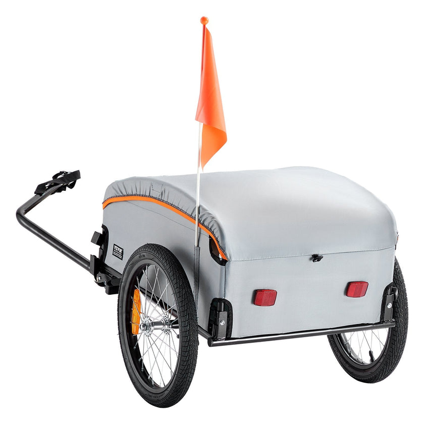 VEVOR Bike Cargo Trailer, 100 lbs Load Capacity, Heavy-Duty Bicycle Wagon Cart, Foldable Compact Storage with Universal Hitch, Waterproof Cover, 16