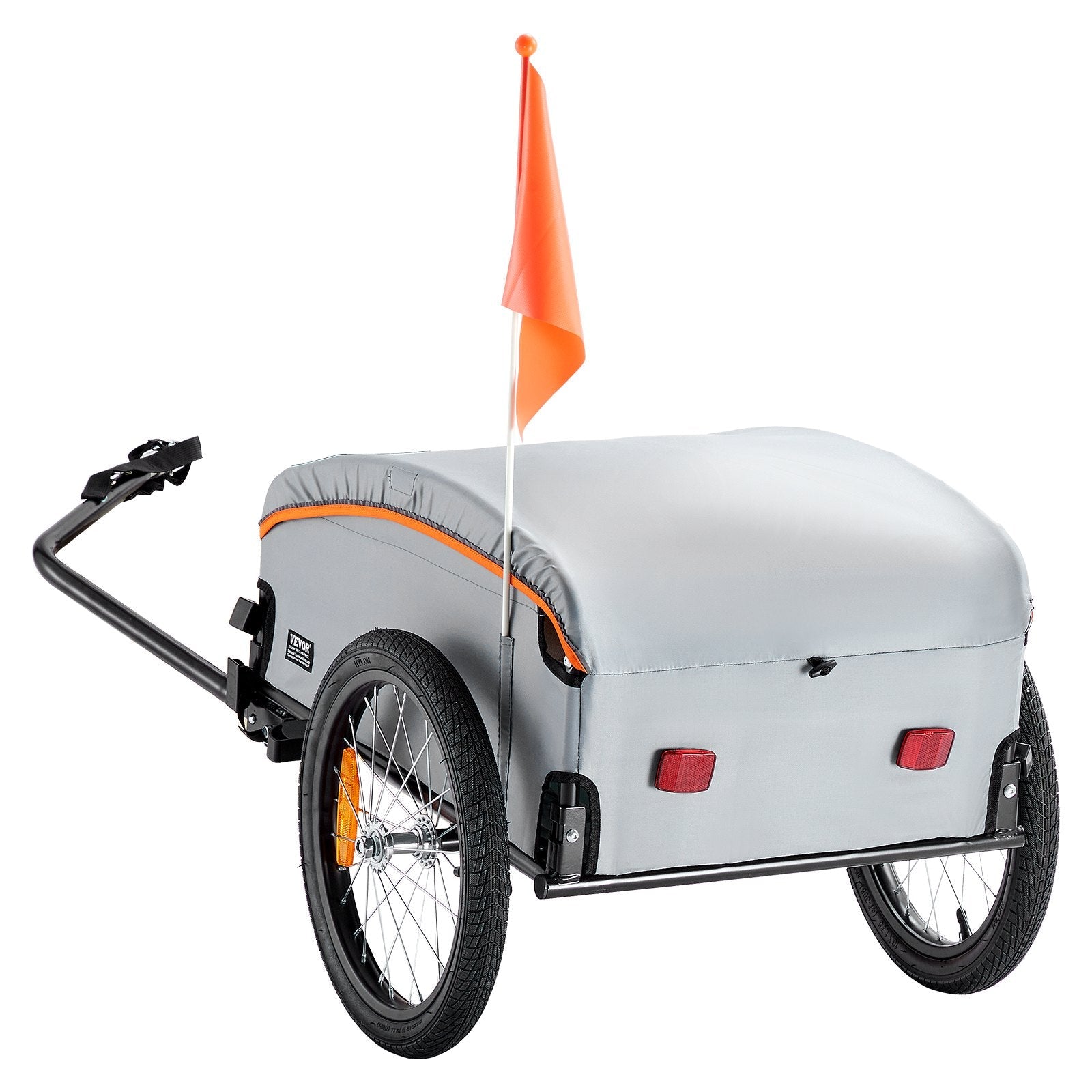 VEVOR Bike Cargo Trailer, 100 lbs Load Capacity, Heavy-Duty Bicycle Wagon Cart, Foldable Compact Storage with Universal Hitch, Waterproof Cover, 16
