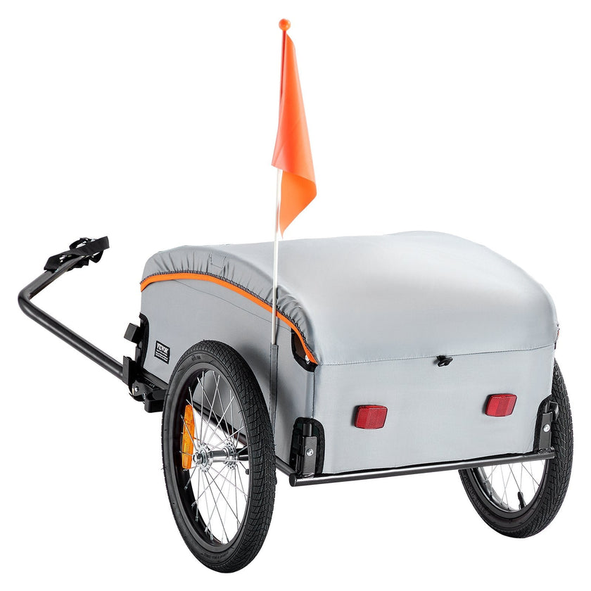 VEVOR Bike Cargo Trailer, 100 lbs Load Capacity, Heavy-Duty Bicycle Wagon Cart, Foldable Compact Storage with Universal Hitch, Waterproof Cover, 16