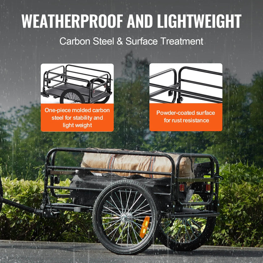 VEVOR Bike Cargo Trailer, 160 lbs Load Capacity, Heavy-Duty Bicycle Wagon Cart, Foldable Compact Storage & Quick Release with Universal Hitch, 16