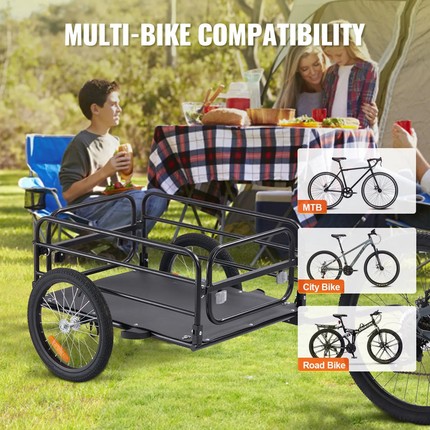 VEVOR Bike Cargo Trailer, 160 lbs Load Capacity, Heavy-Duty Bicycle Wagon Cart, Foldable Compact Storage & Quick Release with Universal Hitch, 16