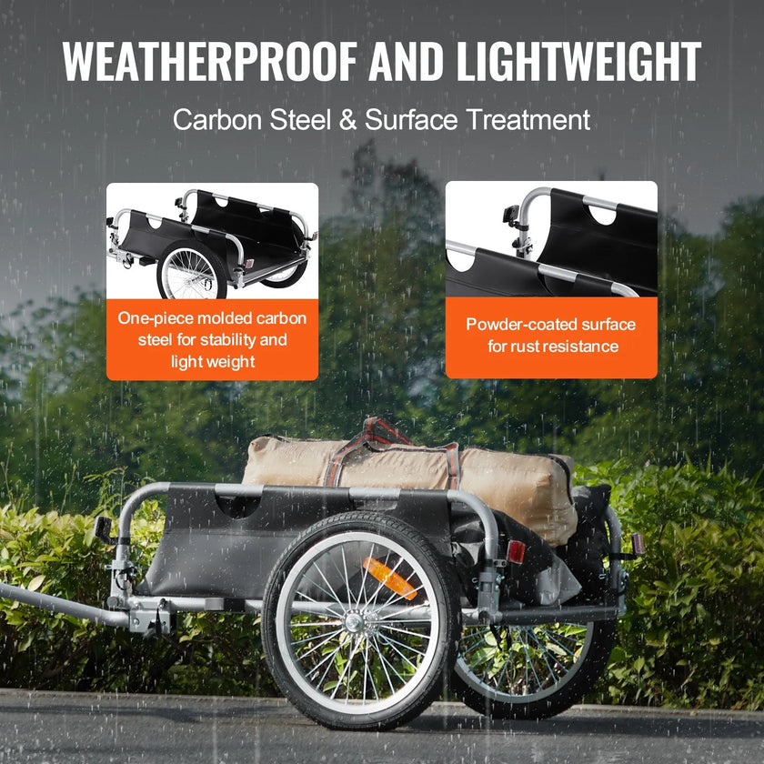 VEVOR Bike Cargo Trailer, 100 lbs Load Capacity, Heavy-Duty Bicycle Wagon Cart, Foldable Compact Storage & Quick Release with Universal Hitch, 16