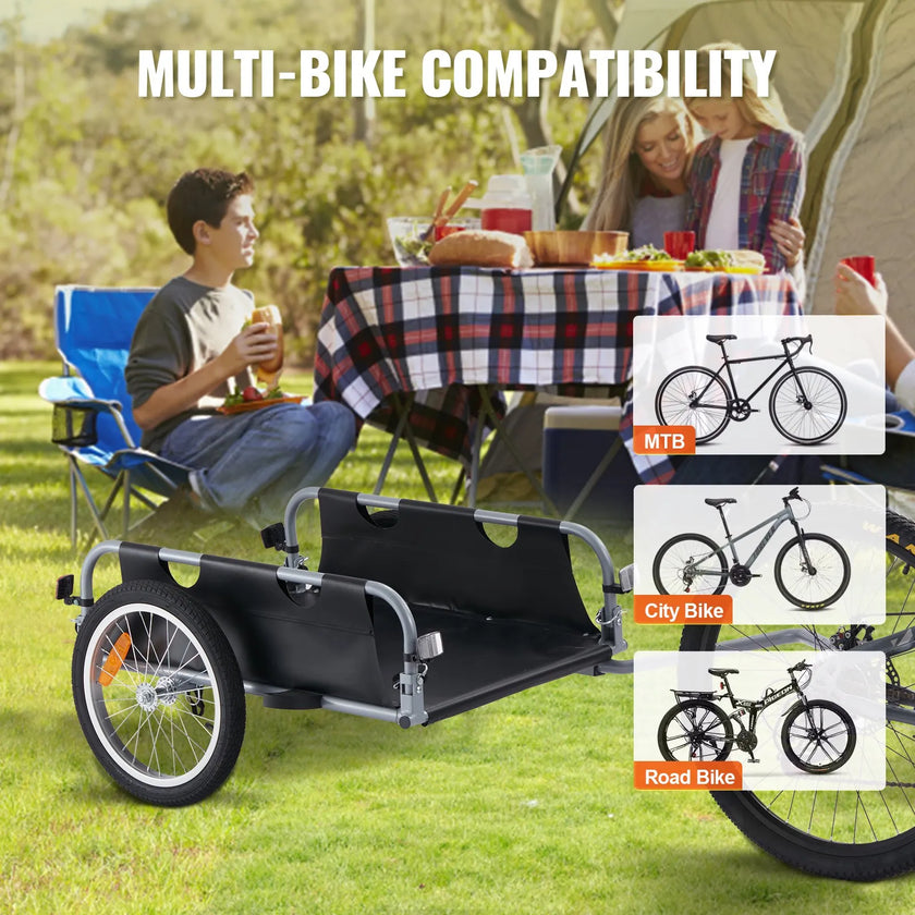 VEVOR Bike Cargo Trailer, 100 lbs Load Capacity, Heavy-Duty Bicycle Wagon Cart, Foldable Compact Storage & Quick Release with Universal Hitch, 16