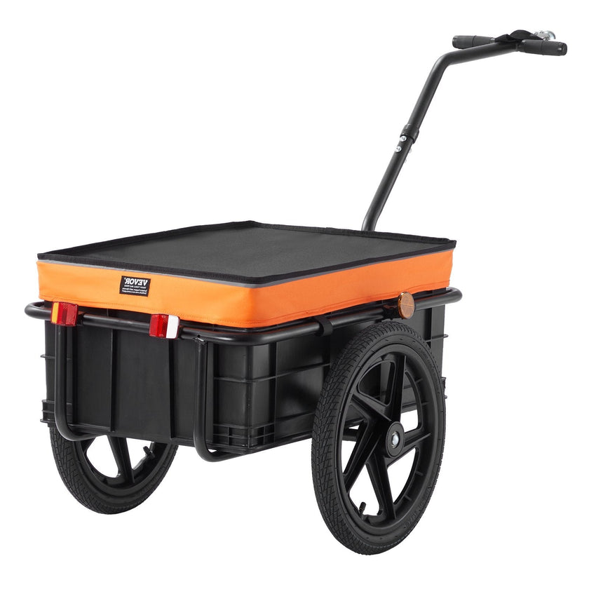 VEVOR Bike Cargo Trailer, 88 lbs Load Capacity, Heavy-Duty Bicycle Wagon Cart, Foldable Compact Storage with Universal Hitch, Waterproof Cover, 16