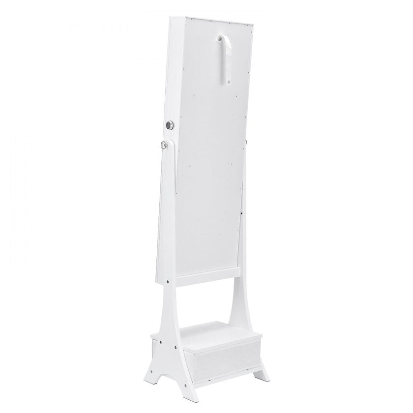 VEVOR Mirror Jewelry Cabinet Standing Mirror with Storage Full Length White