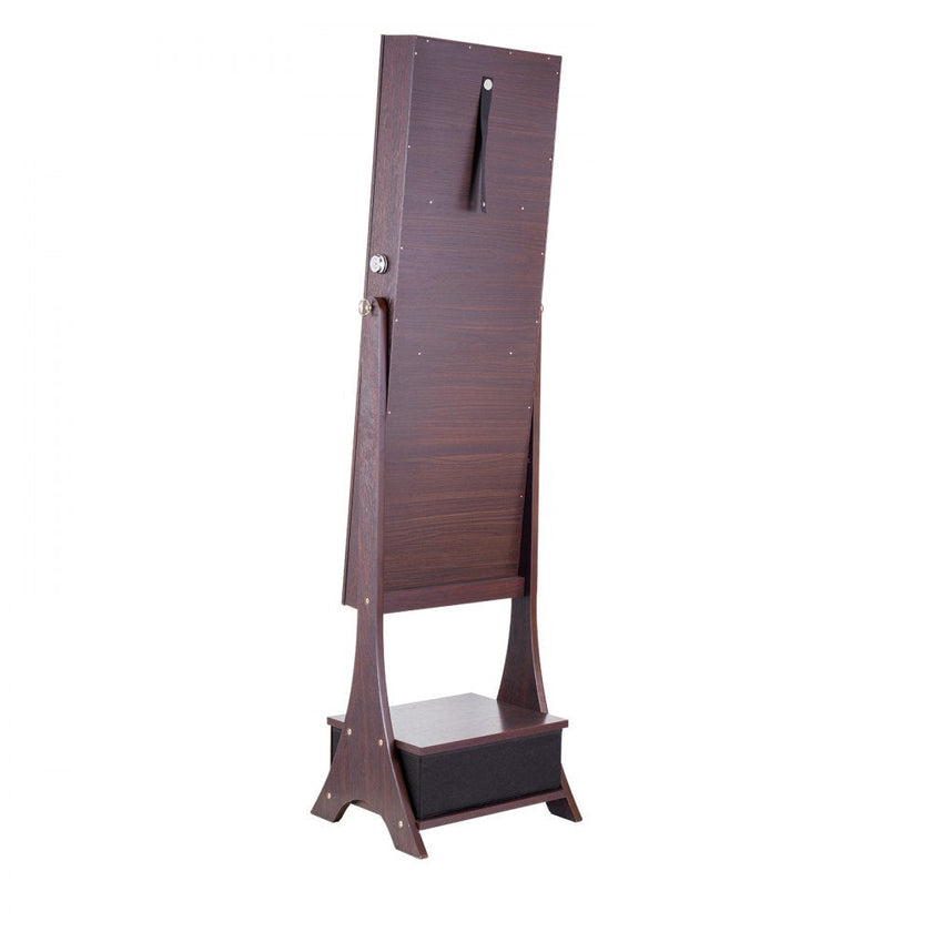 VEVOR Mirror Jewelry Cabinet Standing Mirror with Storage Full Length Brown