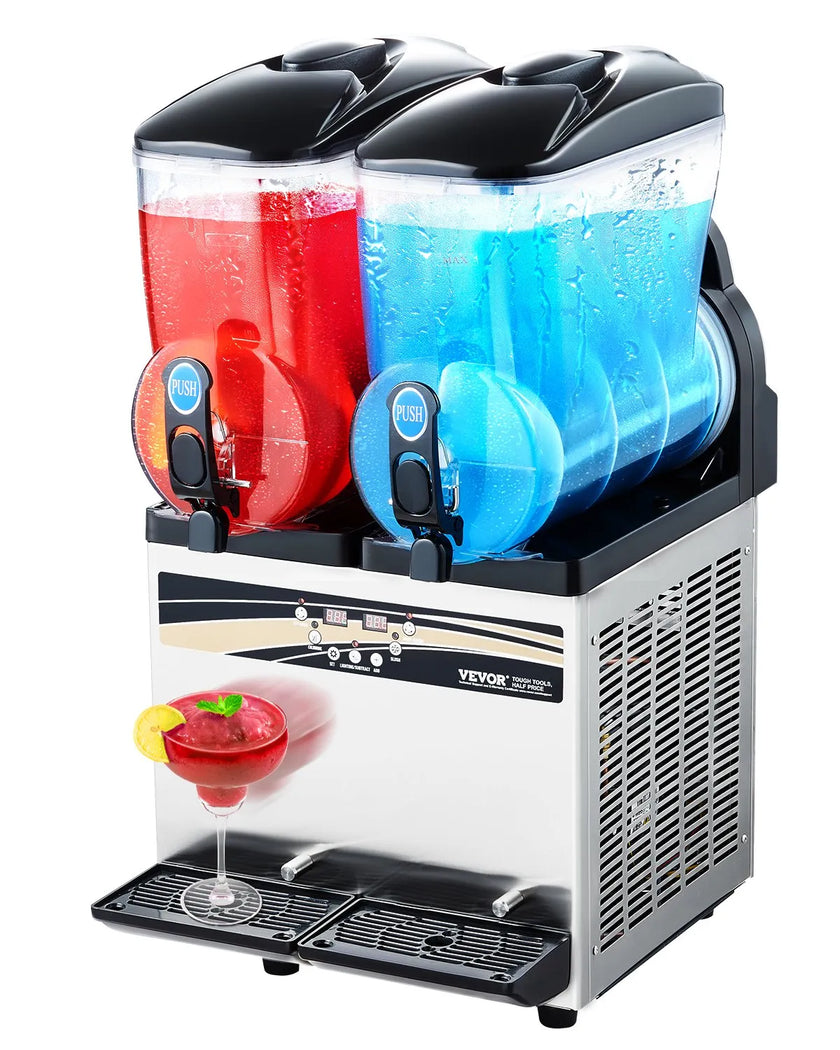 VEVOR Commercial Slushy Machine 15Lx2 Tank Margarita Smoothie Frozen Drink Maker