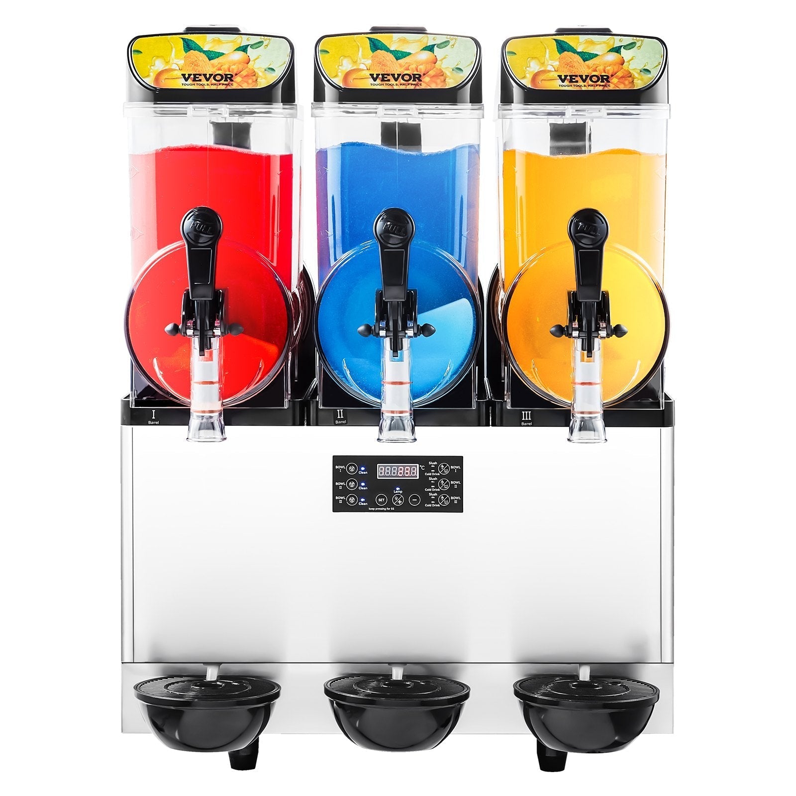 VEVOR Commercial Slushy Machine 15Lx3 Tank Margarita Smoothie Frozen Drink Maker