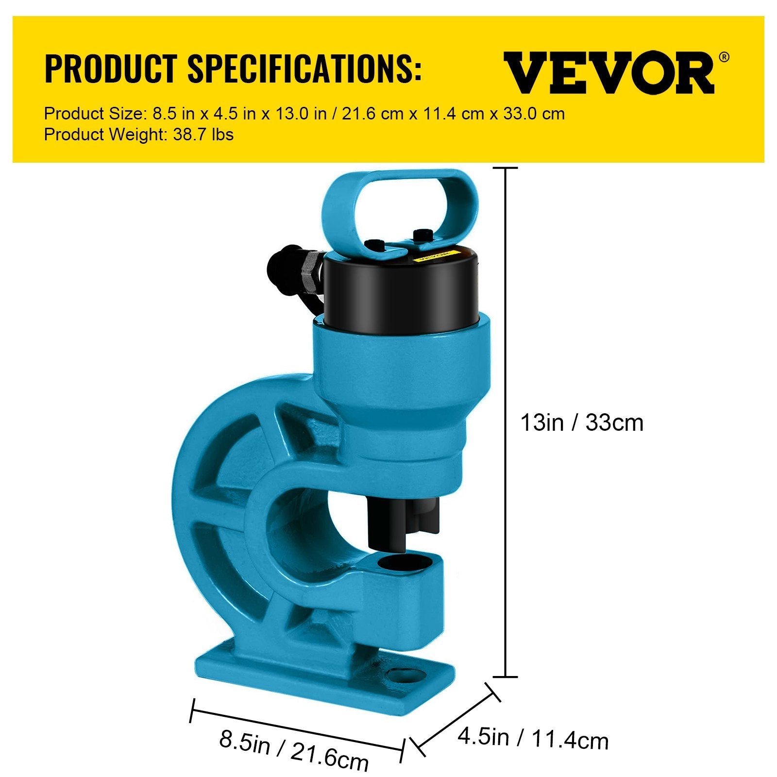 VEVOR CH-60 Hydraulic Hole Punching Tool 31T Hole Digger Force Puncher Smooth Hole Puncher for Iron Plate Copper Bar Aluminum Stainless Steel