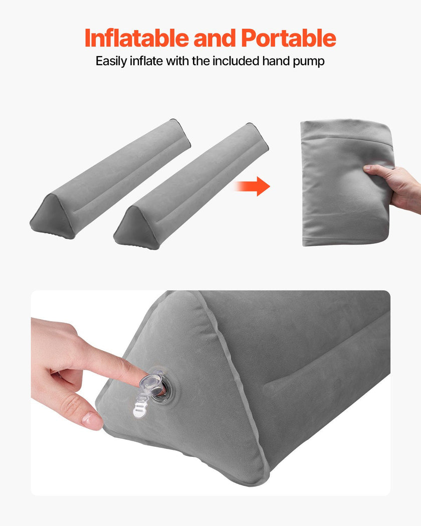 VEVOR Bed Bumper for Toddlers 47.4-inch Inflatable Bed Guard Rail with Hand Pump