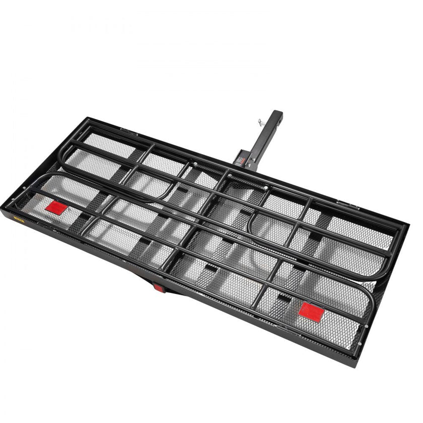 VEVOR Hitch Cargo Carrier, 60 x 24 x 14 in Folding Trailer Hitch Mounted Steel Cargo Basket, 400lbs Loading Capacity Luggage Carrier Rack with Stabilizer, Fits 2