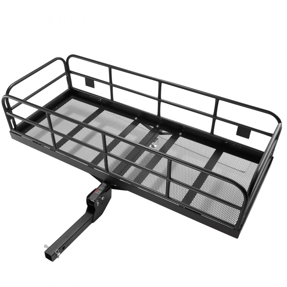 VEVOR Hitch Cargo Carrier, 60 x 24 x 14 in Folding Trailer Hitch Mounted Steel Cargo Basket, 400lbs Loading Capacity Luggage Carrier Rack with Stabilizer, Fits 2