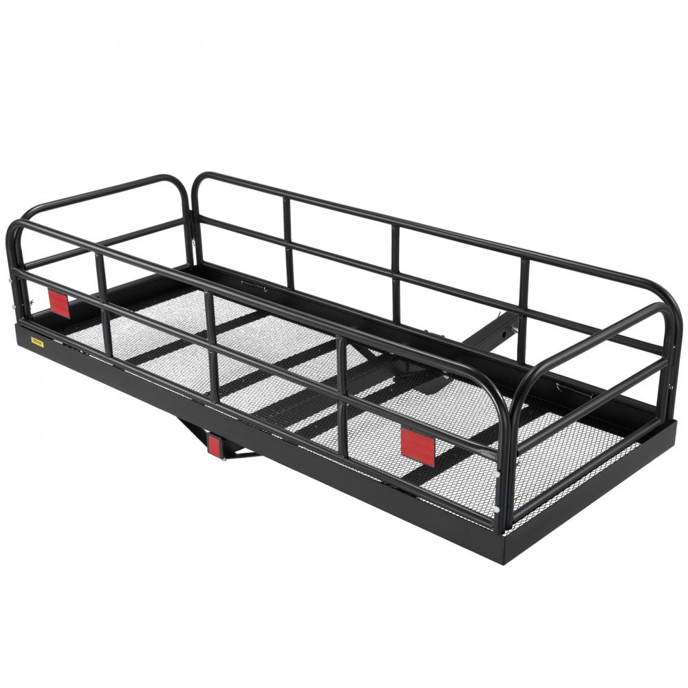 VEVOR Hitch Cargo Carrier, 60 x 24 x 14 in Folding Trailer Hitch Mounted Steel Cargo Basket, 400lbs Loading Capacity Luggage Carrier Rack with Stabilizer, Fits 2