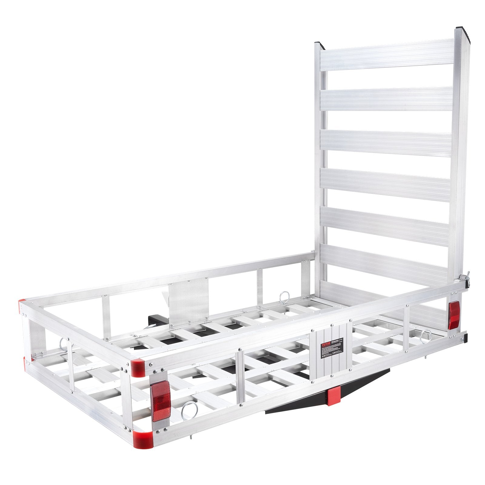 VEVOR 50 x 29.5 x 8.7 in Hitch Cargo Carrier, 500lb Capacity Trailer Hitch Mount Aluminum Cargo Basket with Folding Ramp, Luggage Carrier Rack Fits 2
