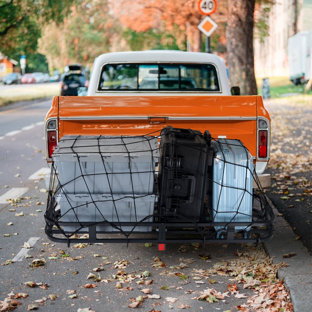 VEVOR 53 x 19 x 5 in Hitch Cargo Carrier, 500lb Capacity Trailer Hitch Mount Cargo Basket, Steel Luggage Carrier Rack Fits 2