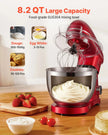 VEVOR Stand Mixer, 8.2 QT Electric Kitchen Mixer, 660W Dough-Mixer, 6 + Pulse Speeds Tilt-head Food-Mixer with Stainless Steel Bowl, Dough Hook, Whisk, Beater, for Baking, Mixing, Whipping & Kneading