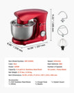 VEVOR Stand Mixer, 4.4 QT Electric Kitchen Mixer, 300W Dough-Mixer, 10 + Pulse Speeds Tilt-head Food-Mixer with Stainless Steel Bowl, Dough Hook, Whisk, Beater, for Baking, Mixing, Whipping & Kneading